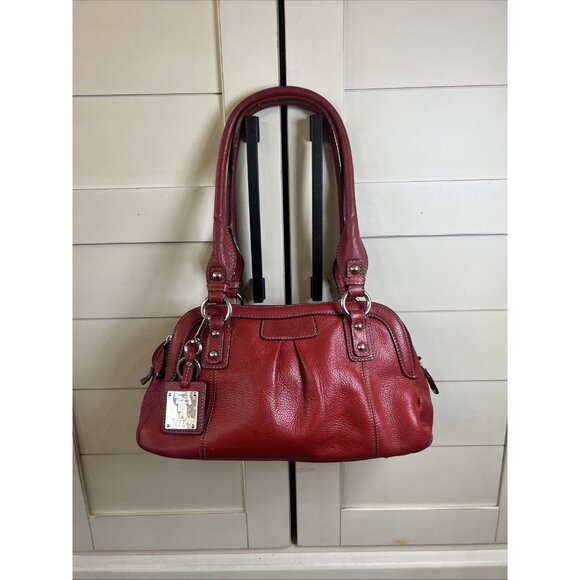 TIGNANELLO SHOULDER SATCHEL TOTE HANDBAG RED PEBBLE LEATHER Purse - Picture 1 of 16